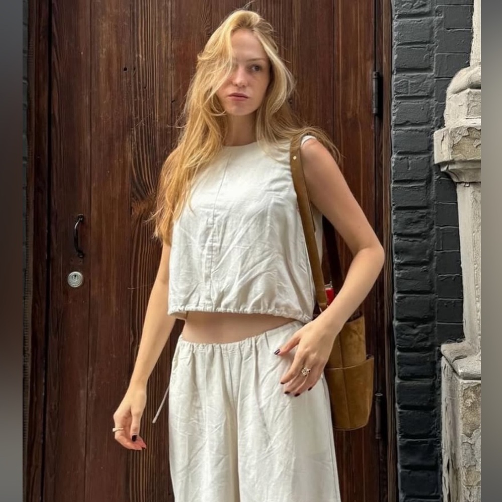 Mod Ref NWOT Linen Side Tie Top Large
